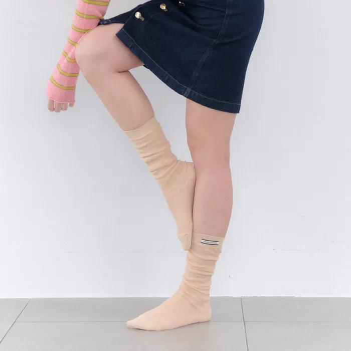 [IHM26SS08] Loose Fit Knee Socks Beige