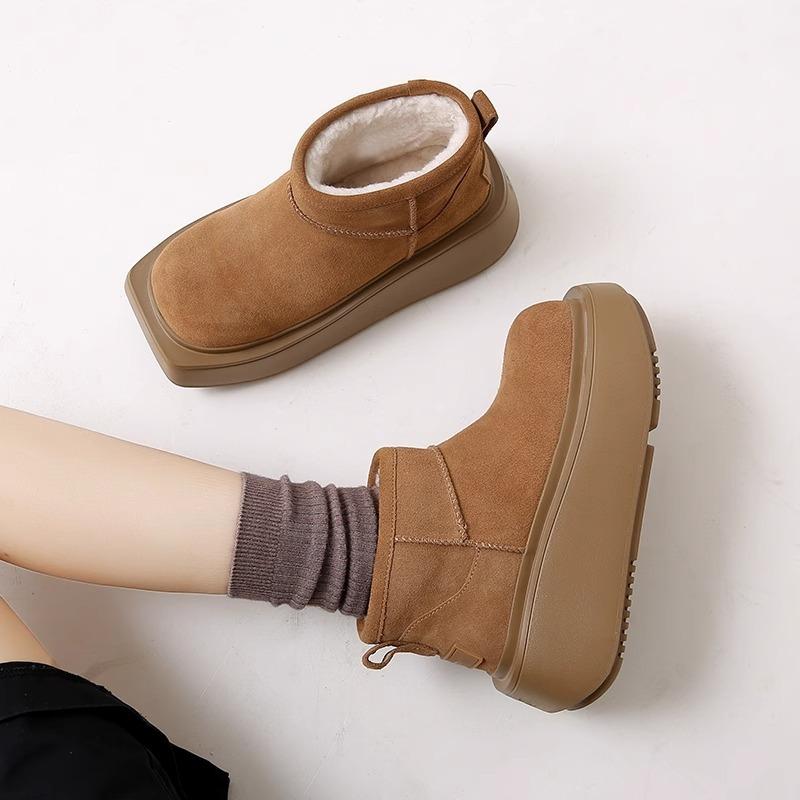 

Women s fashion a footstool lightweight soft sole winter warm fur one snow boots padded lining non-slip casual sports cotton boots 40