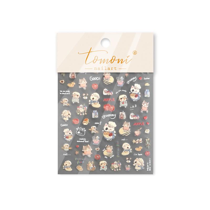 

Tomoni 3D Embossed Nail Art Stickers - Japanese Children s Floral Designs for Nail Decoration
