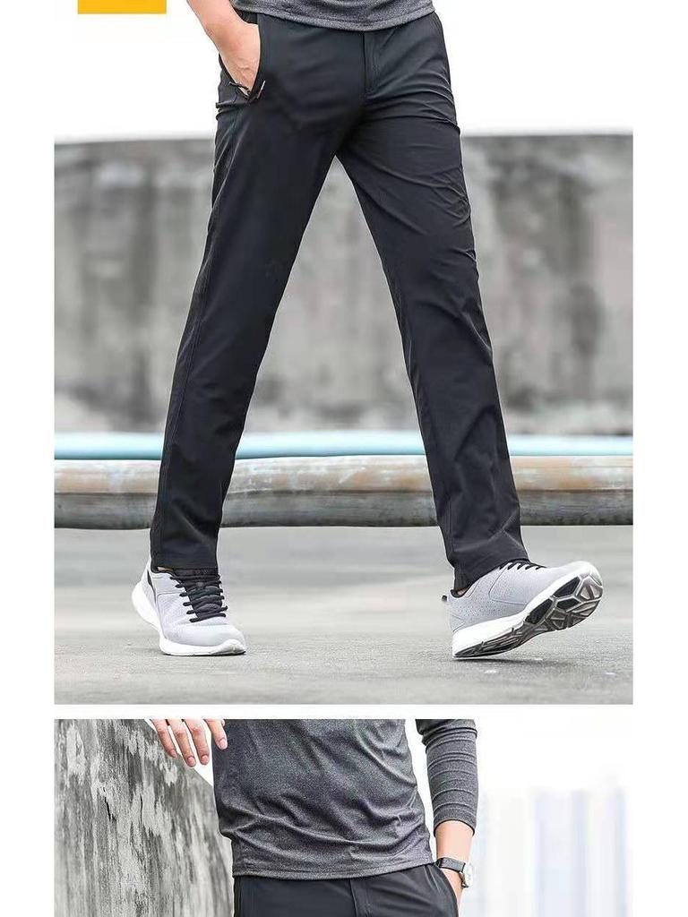 Men's Plus Size Quick-Dry Ice Silk Straight-Leg Pants for Summer Outdoor Work