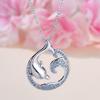 Popular Women's Simple Versatile Palladium White K Sea Blue Diamond Dolphin Wave Necklace