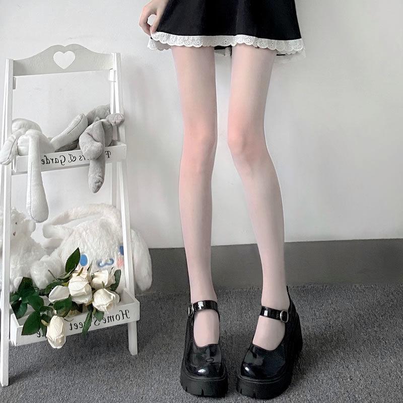White Silk Over-the-Knee Lolita Stockings - Anti-Snag Thin Summer Socks