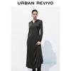 UR Women's Autumn Simple Hooded Zipper Long Sleeve A-line Dress