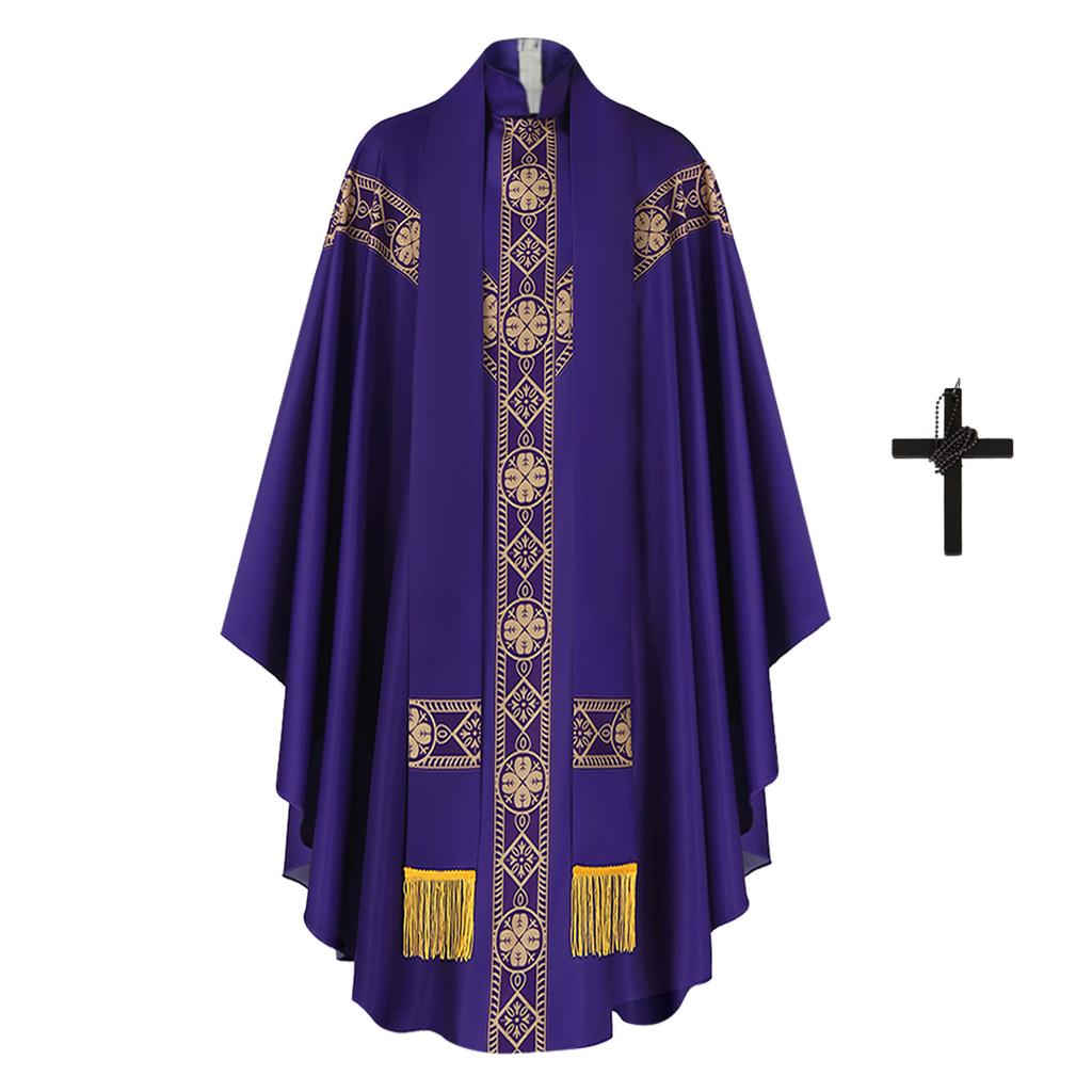 Men's Priest Long Robe Costume for Halloween Church Stage Performance