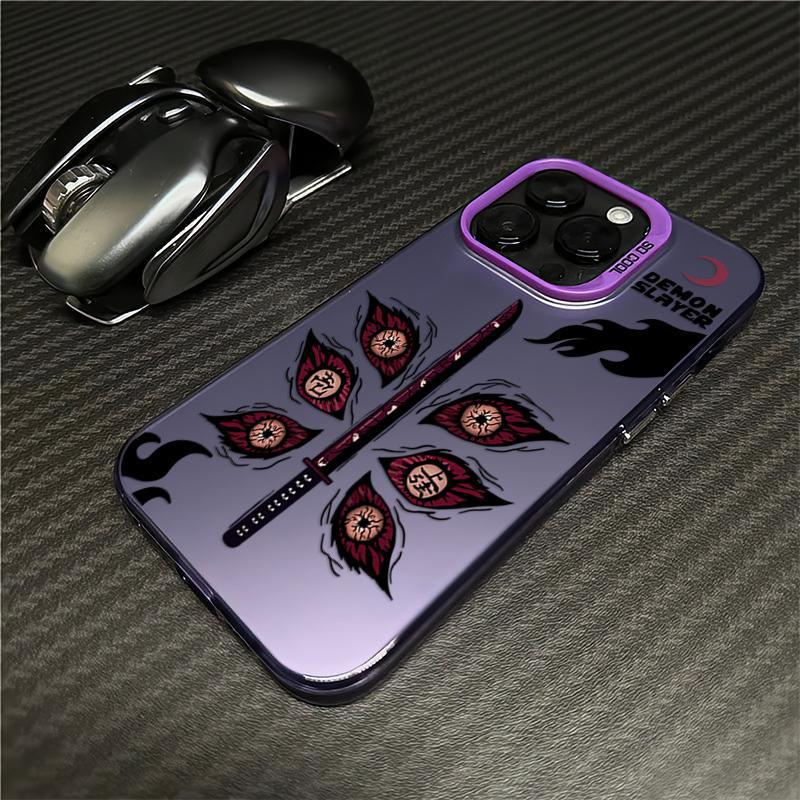 Srebrne Etui na Telefon Demon Slayer do Modeli iPhone 12 Pro Max do 17, w tym 15 Plus