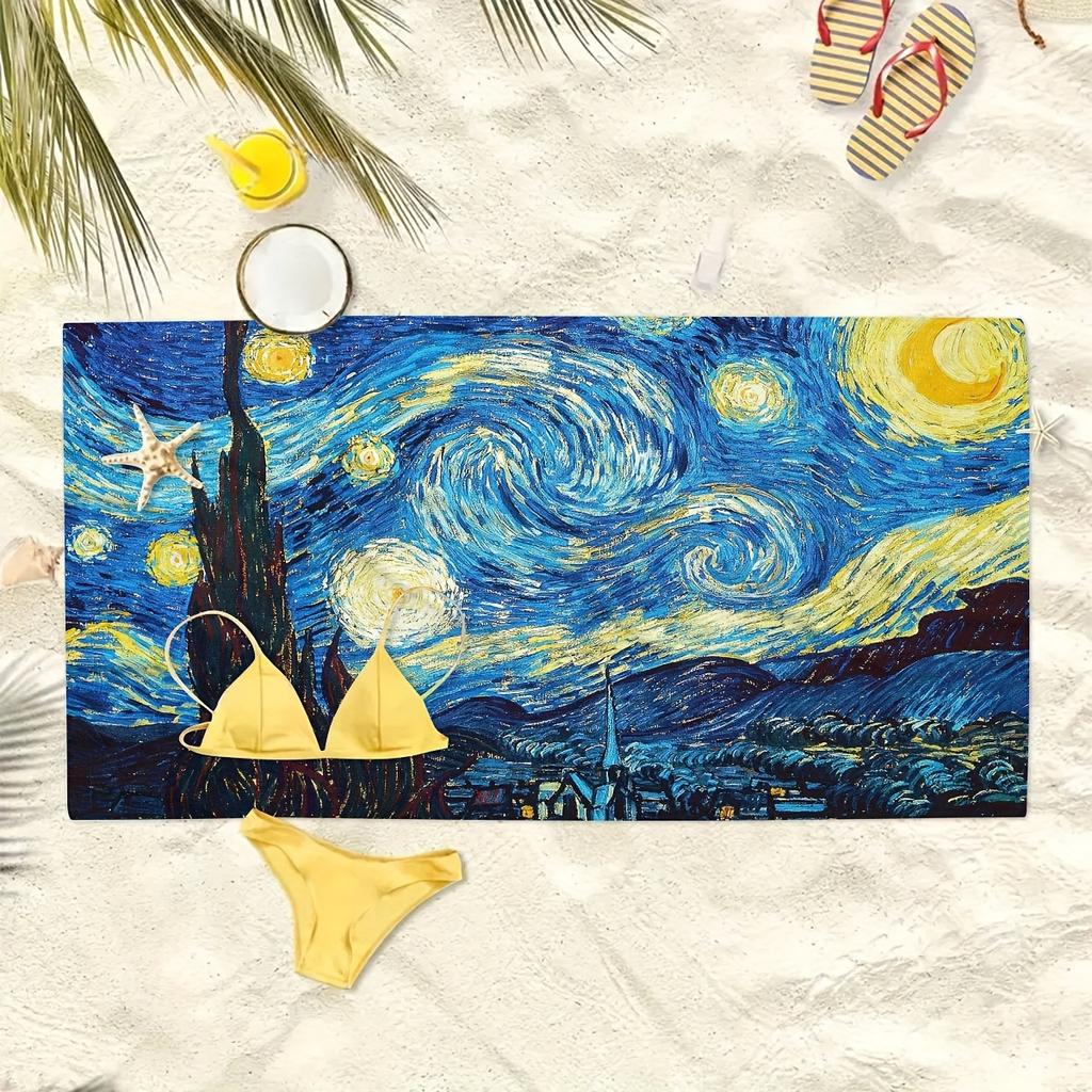 Asciugamano in Microfibra Ultra Morbido Notte Stellata di Van Gogh, Asciugatura Rapida Leggero Senza Sabbia per Spiaggia Piscina