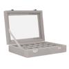 Small Velvet Jewelry Box Organizer 24 Compartments Jewelry Case Earring Rings Storage Box Jewelry Case with Locks Gray