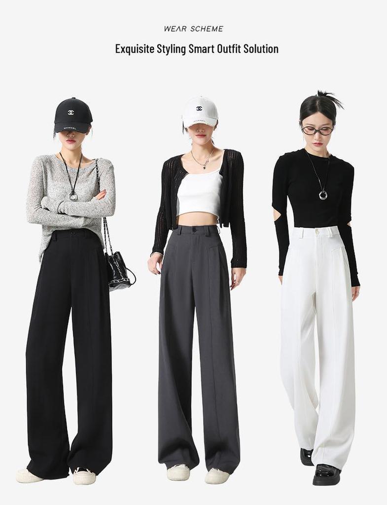 Women's High-Waisted Gray Wide-Leg Trousers - Spring/Autumn 2025 Collection