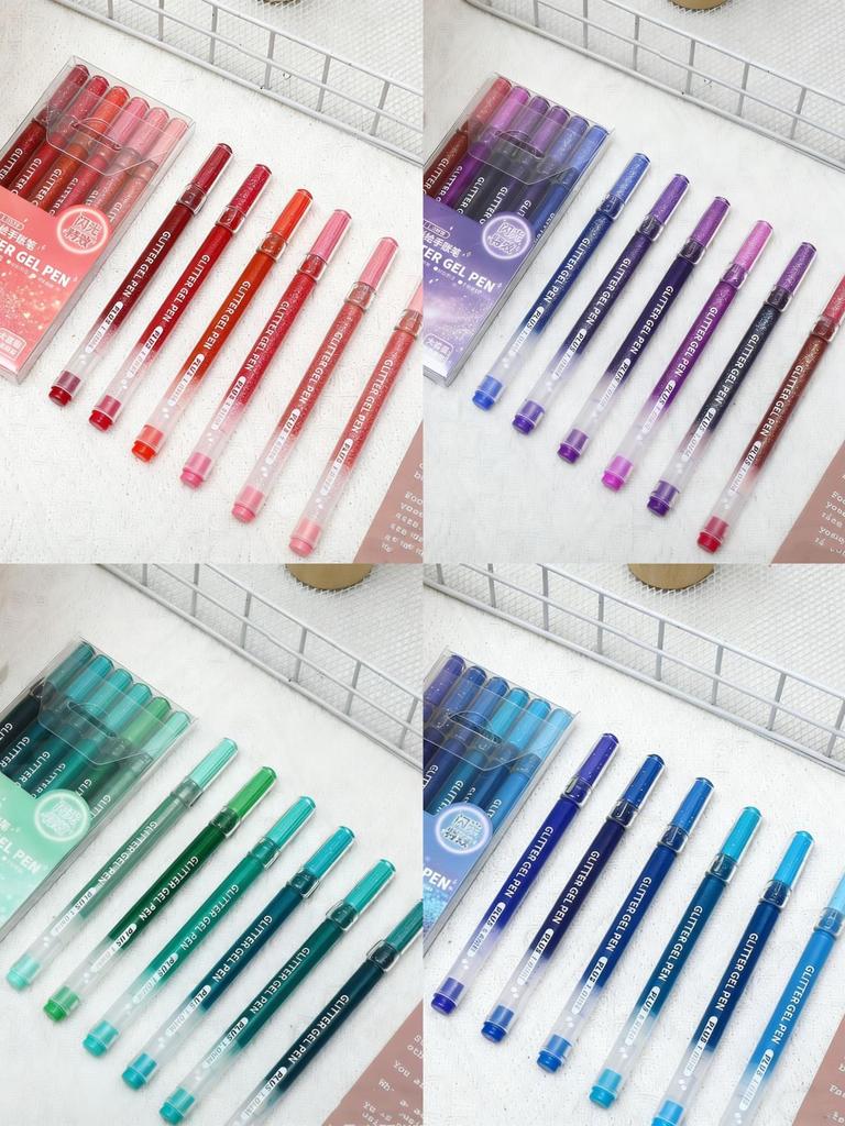 Set of 6-24 Metallic Glitter Gel Pens 1.0 mm Color Ballpoint Pen Book Card Long Lasting Writing Drawing Marking Coloring DIY Art