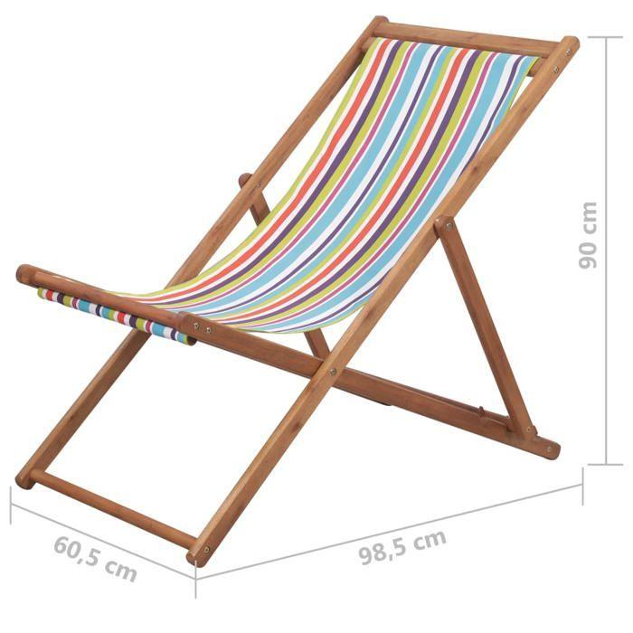 VidaXL Chaise Plage Pliante Tissu Multicolore Jardin Terrasse Balcon Fauteuil 44002