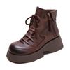 Fashion GKTINOO 2025 Echtleder Plateau Stiefel Frühling Herbst Handgefertigt Dicke Sohle Stiefeletten Schnürschuhe Runde Zehenpartie Damenschuhe