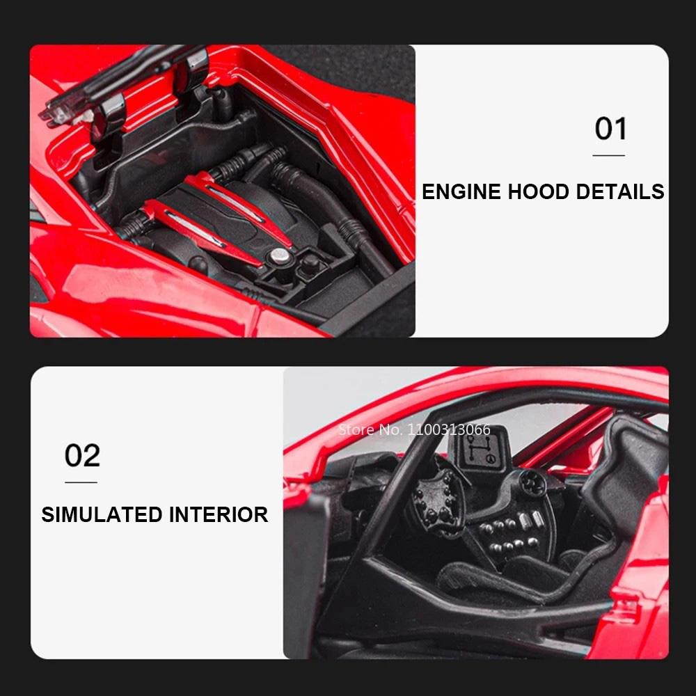 1:32 F488 Sport Car Model Toys Alloy Diecasts Metal Pull Back Sound Light High Simulation Vehicle For Collection Children Gifts