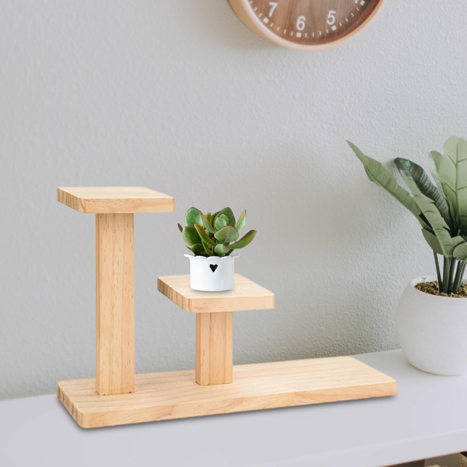 Wood Plant Stand for Indoor, Table Top Stand, 3 Tier Windowsill Shelf Holder Flower Rack