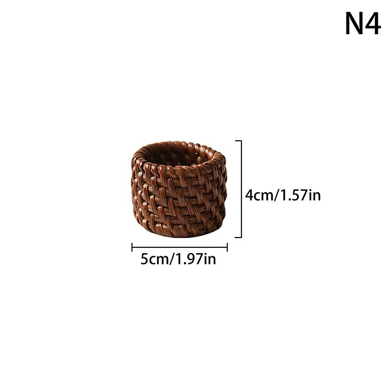6 Type Woven Handmade Napkin Ring Woven Rustic Natural Napkin Ring Holder Table Decor Wooden Easter Rattan Napkin Ring Buckle