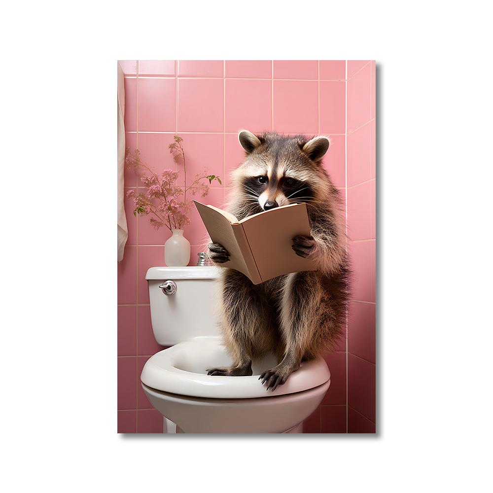 Funny Animals Toilet Canvas Painting Prints Gorilla Elephant Cat Dog Wall Art Poster Picture for Bathroom Room Home Decoration