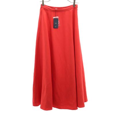 Unused Linen Blend Mimole Length Flare Skirt ONE Red Women Used