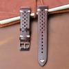 Porous Leather Watch Band 19mm 20mm 22mm 24mm Breathable Watch Strap Handmade Stitching Quick Release Watchbands Black Brown Red