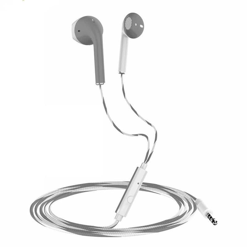 

3.5mm AUX Wired Earphones Half In Ear Stereo Headphones with Mic Noise Cancelling Headset for Mobile PC Laptop білий