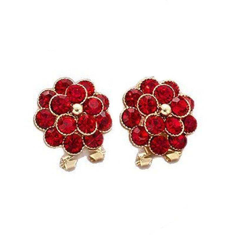 Fashion Niche Design Stud Earrings Multi-Layer Camellia Crystal Earrings Women'S Personality Simple Ear Buckle Versatile Earrings