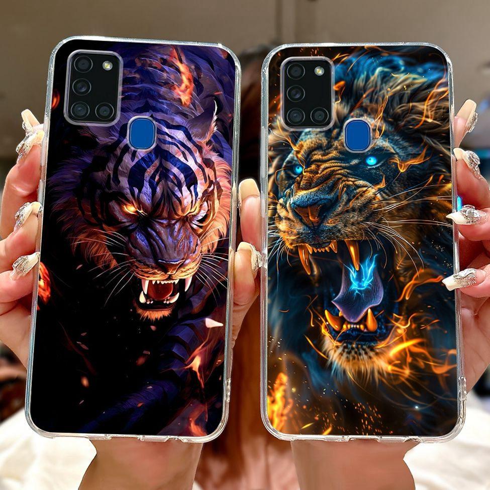 For Samsung A21s Case Cover Clear Fashion Luxury Cute Painted Back Cover For Samsung Galaxy A21s Phone Case A217F A217M A217N