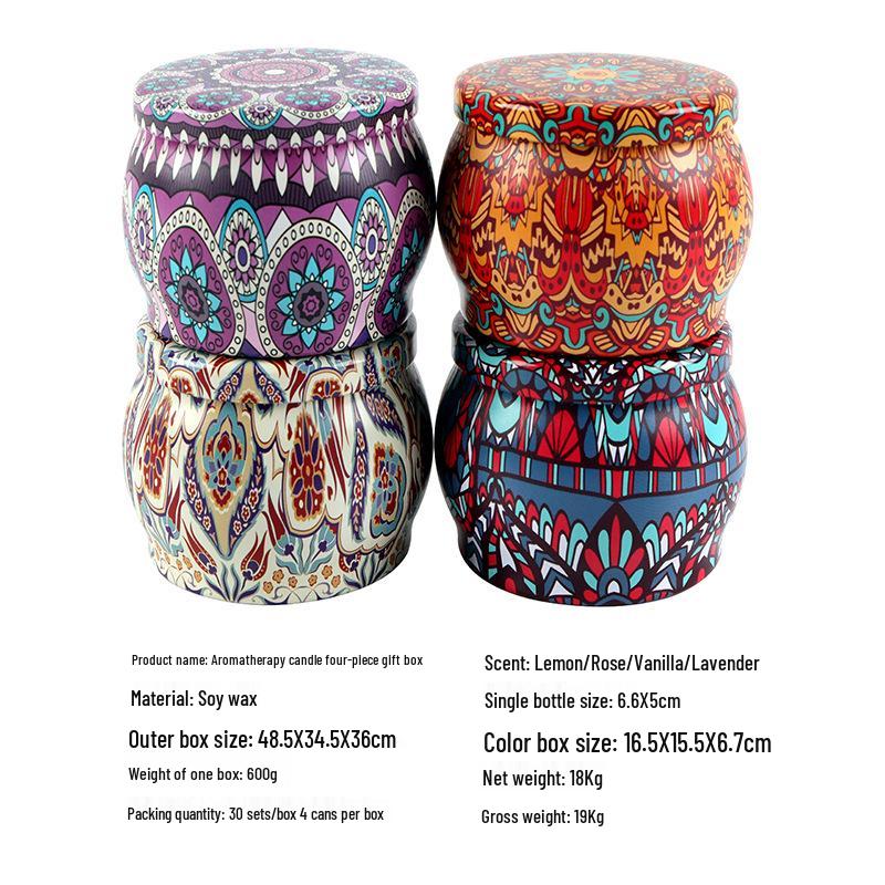 

Набор ароматических свечей из соевого воска: Беспламенный жестяной контейнер, Креативный домашний аромат
