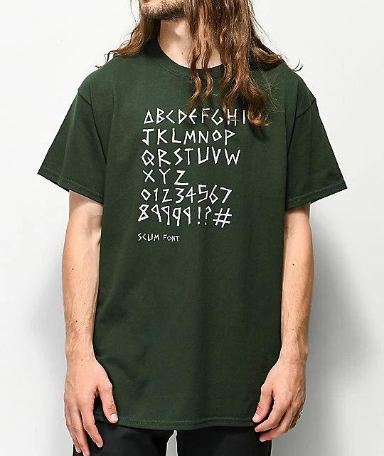 Scum Футболка с принтом Scum Font Лесной Зеленый Новый S, M, L, XL 3XL