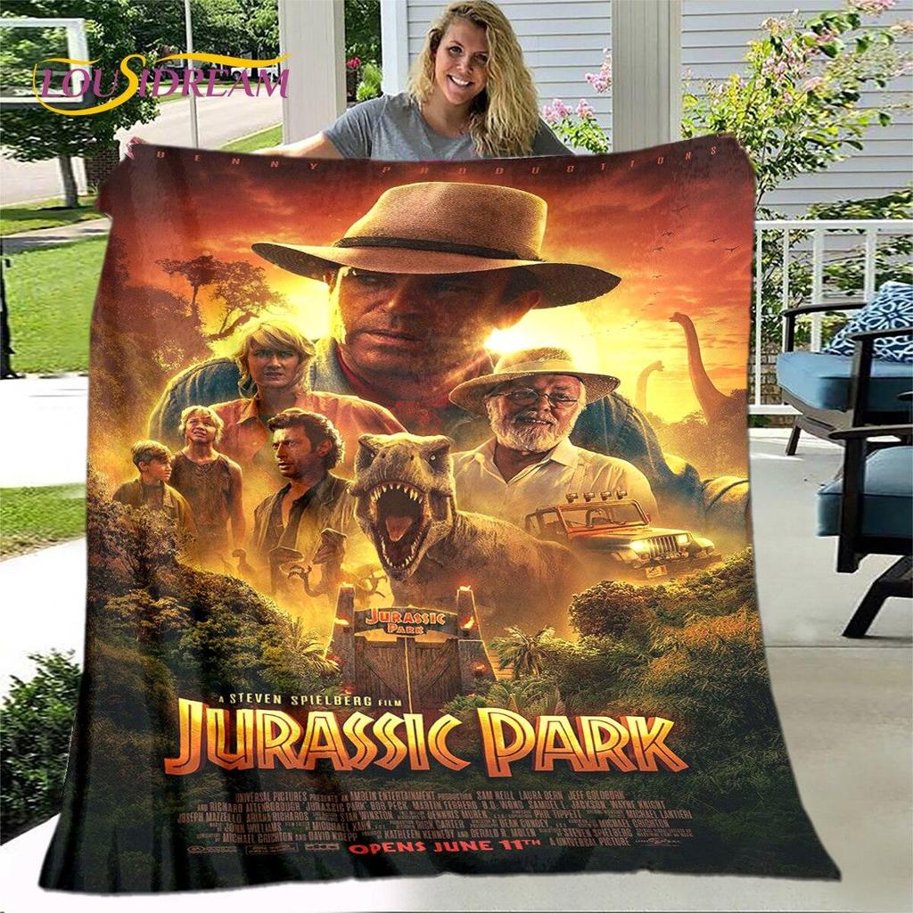 New Cartoon Jurassic Park Blanket,Flannel Blanket Throw Blanket,Soft Warm Blanket for Living Room Bedroom Beds Sofa Decor Gift