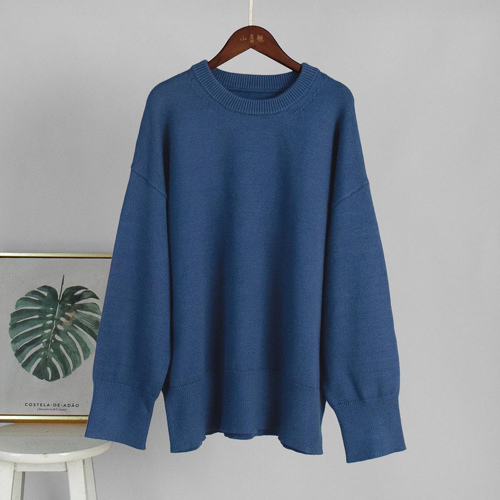 Women's Gray Oversized Crewneck Sweater