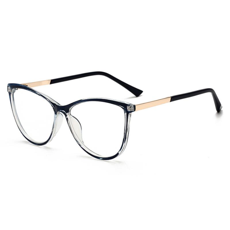 Blue Light Blocking Cat Eye Nearsighted Eyeglasses Spring Hinges Unisex Oval Prescription Spectacle 0 -0.5 -1.0 -2.0 To -6.0