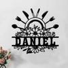 Metal Cutlery Wall Art Kitchen Dining Room Decor Black Iron Sign Restaurant Name Plate Personalized Gift