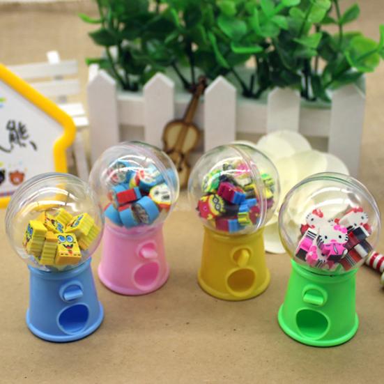 12Pcs Eraser Toy Creative Practical Fruit Shape Pencil Eraser Stationery Twisted Egg Toy for Children