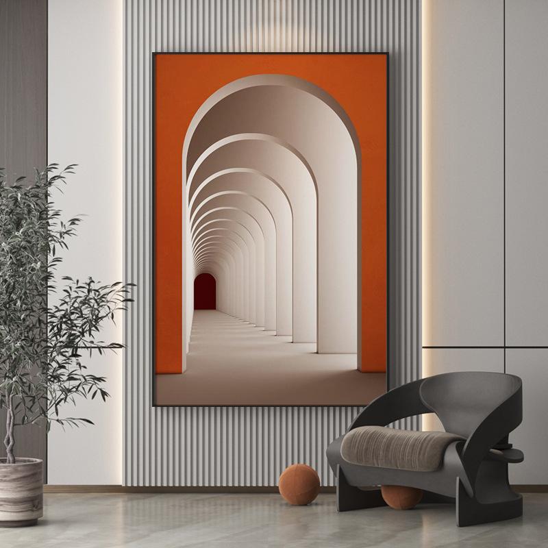 Landscape Building Canvas Painting Wall Art Geometric Architecture Space Aisle Posters and Prints for Living Room Corridor Decor