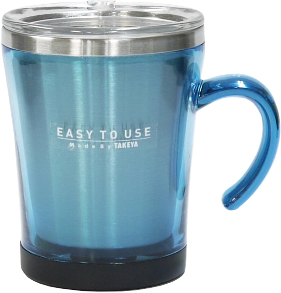 

Third Wave Stainless Steel Mug with Clear Double Keeps Drinks Hot and Cold Lid, Blue, 320ml, Walled,