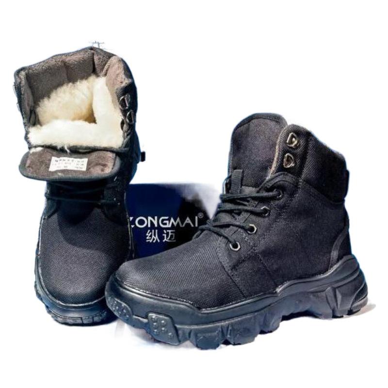 Winter new wool boots black snow boots thickened fur integrated cold-proof boots non-slip warm boots cotton shoes