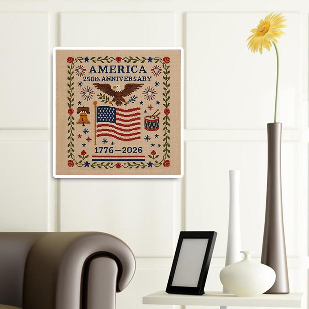Anniversary of America Counted Embroidery Art Full Embroidery Thread Art Needlework Cotton Embroidery Craft Home Wall Decor