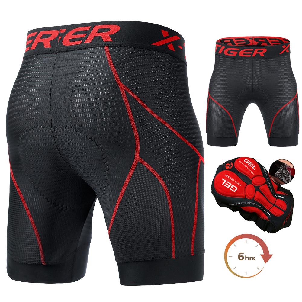 Pantalones Cortos de Ropa Interior para Ciclismo para Hombre X-TIGER con Acolchado 5D, Deportivos para Montar en Bicicleta, Bicicleta, MTB, Forro con Pinzas Antideslizantes en las Piernas
