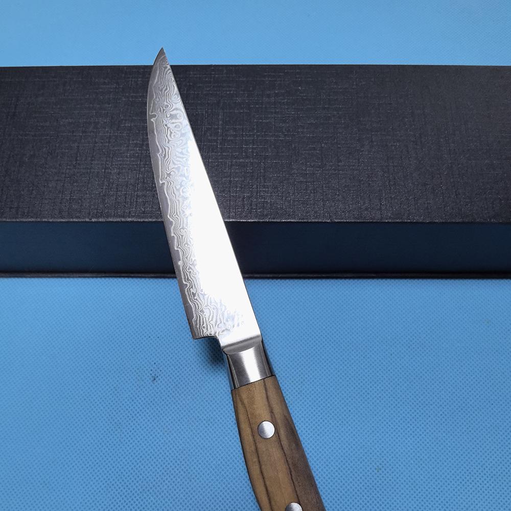 4.5 Inch Steak Knife 67-layers Damascus Steel 10Cr15Mov Blade Olive Wood Handle Cleaver Barbecue Paring Boning Kitchen Knives