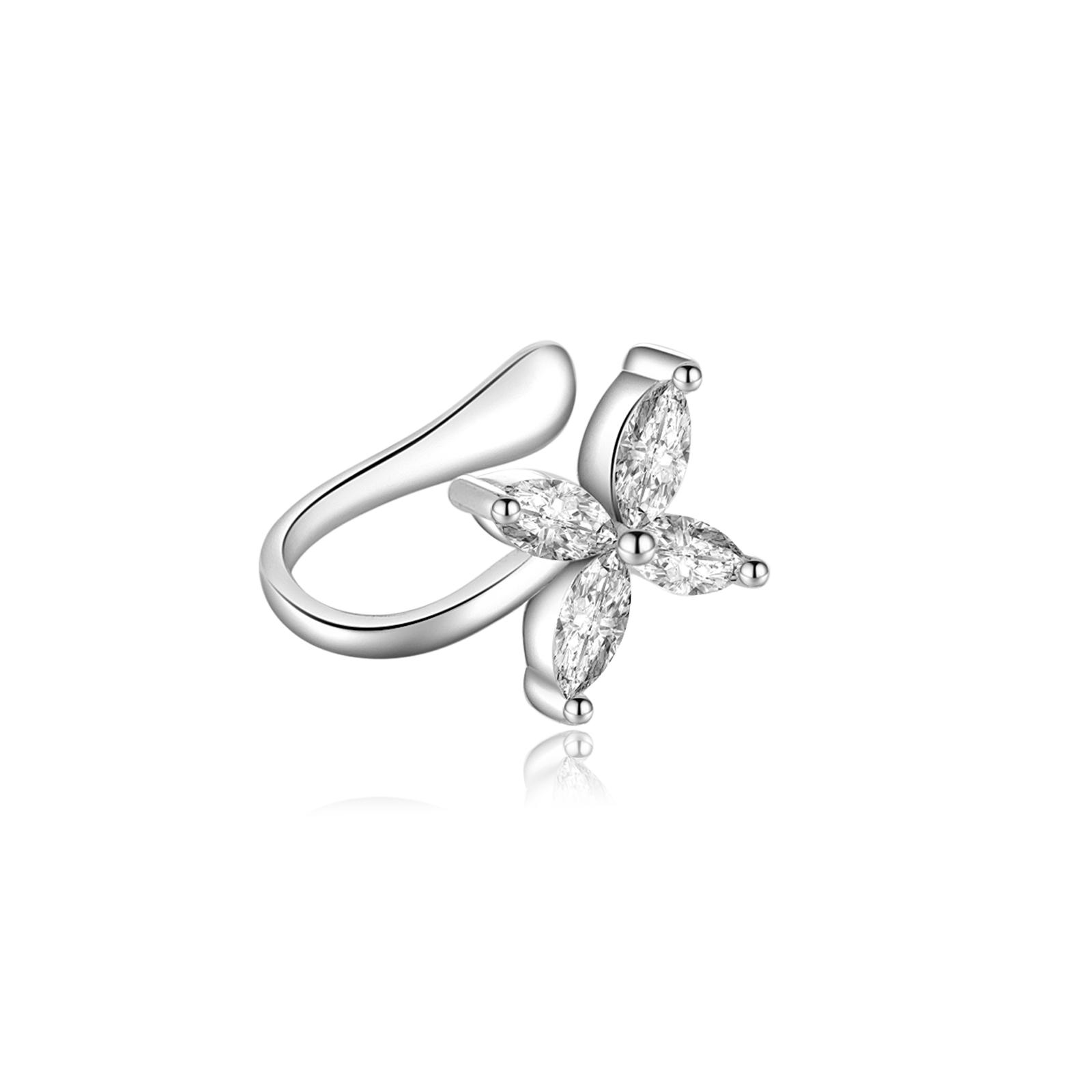 

ANDYWEN серьги-манжеты из стерлингового серебра 925 пробы с одним цветком без зажимов для пирсинга, женские манжеты с кристаллами, ювелирные изделия в подарок M