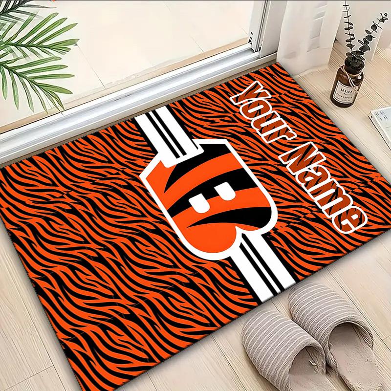 Custom Name Rug Bengals Team Logo Artwork Area Rug Suitable for Indoor And Outdoor,Carpets for Homes, Offices,Living Rooms,Home Decor,Christmas Gift