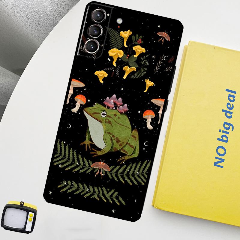 Vintage Retro Frog Mushrooms Phone Case For Samsung Galaxy S25 Ultra S20 S21 S22 S23 Plus S24 Ultra S9 S10 S25 FE Cover