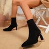 Fashion Women Ankle Boots 2025 Autumn Faux Suede High Heel Dress Shoes Sexy Pointed Toe Women Short Boots Zip Anti-Slip Botas Mujer