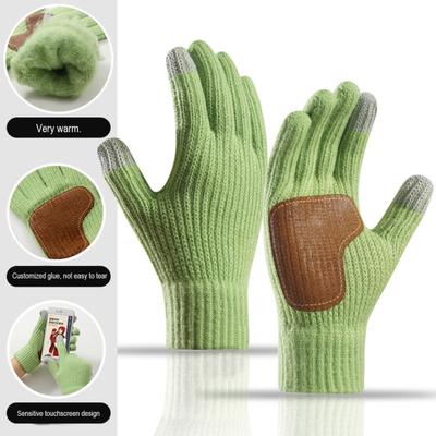 Winter Touchscreen Gloves Men Women Warm Knitted Gloves with Anti-Slip Palm Thickened Thermal Gloves for Outdoor Cycling Daily Outings