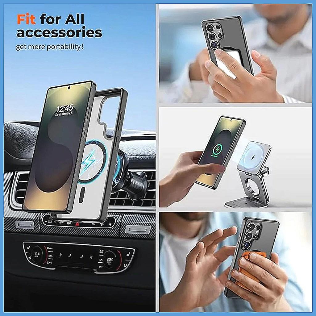 For MagSafe Case For Samsung Galaxy S26 Ultra S25 Plus S24 S23 FE A56 A55 Magnetic Wireless Charging Translucent Matte Cover