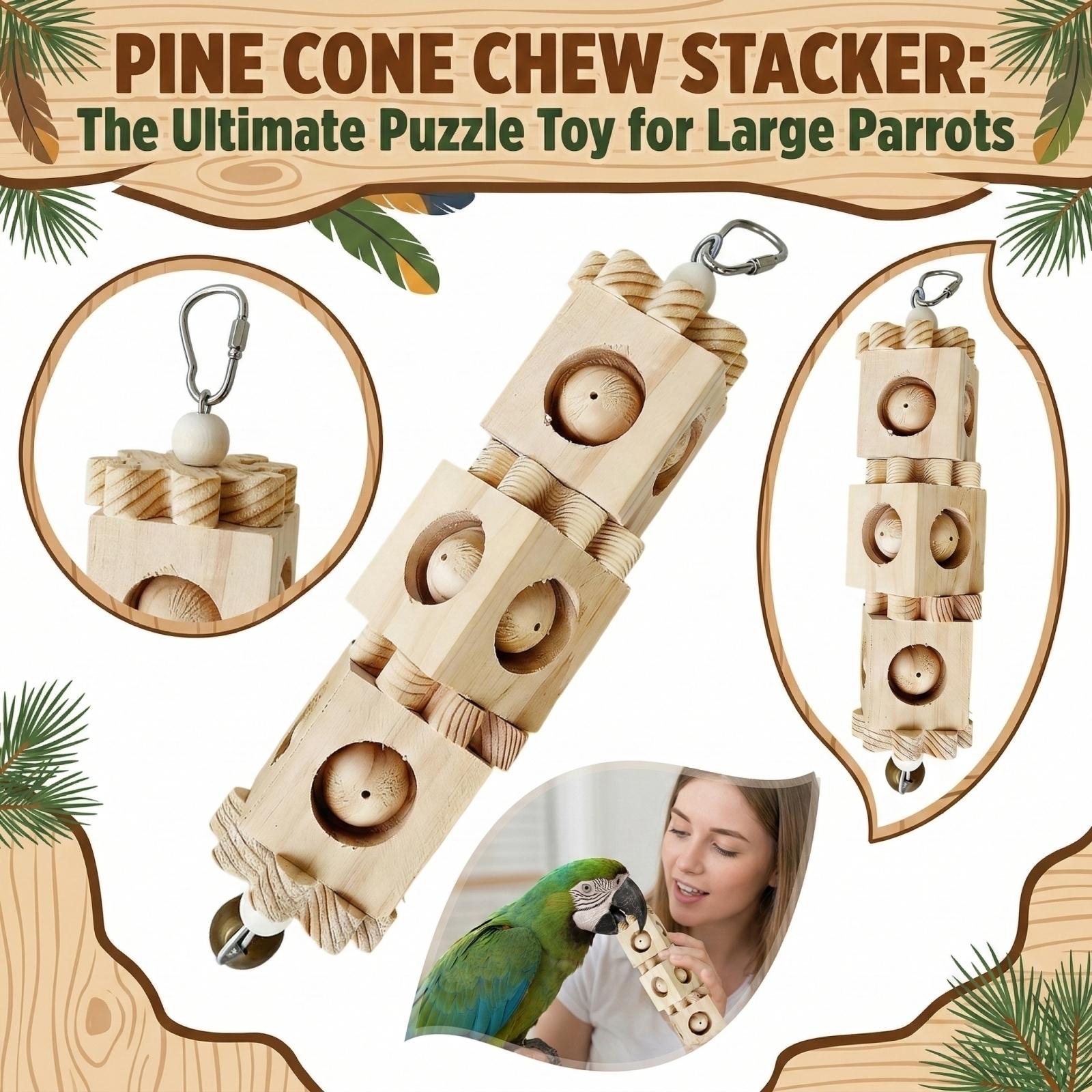 Parrot Grinding Teeth Relieving Boredom Wooden Pinecone Building Chewing Stick бежевый