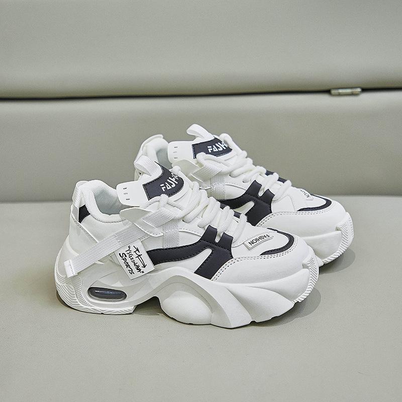 

Women s Air Cushion Sneakers Slip On Walking Shoes Lace Up Platform Chunky Casual Sport Tennis Shoes PU Leather Lightweight Running Sneaker for Women 40