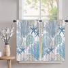 Beach Coastal Starfish Kitchen Curtain Nautical Summer Window Treatment for For Living Room For Home Decor Cafe Cabinet Decoration