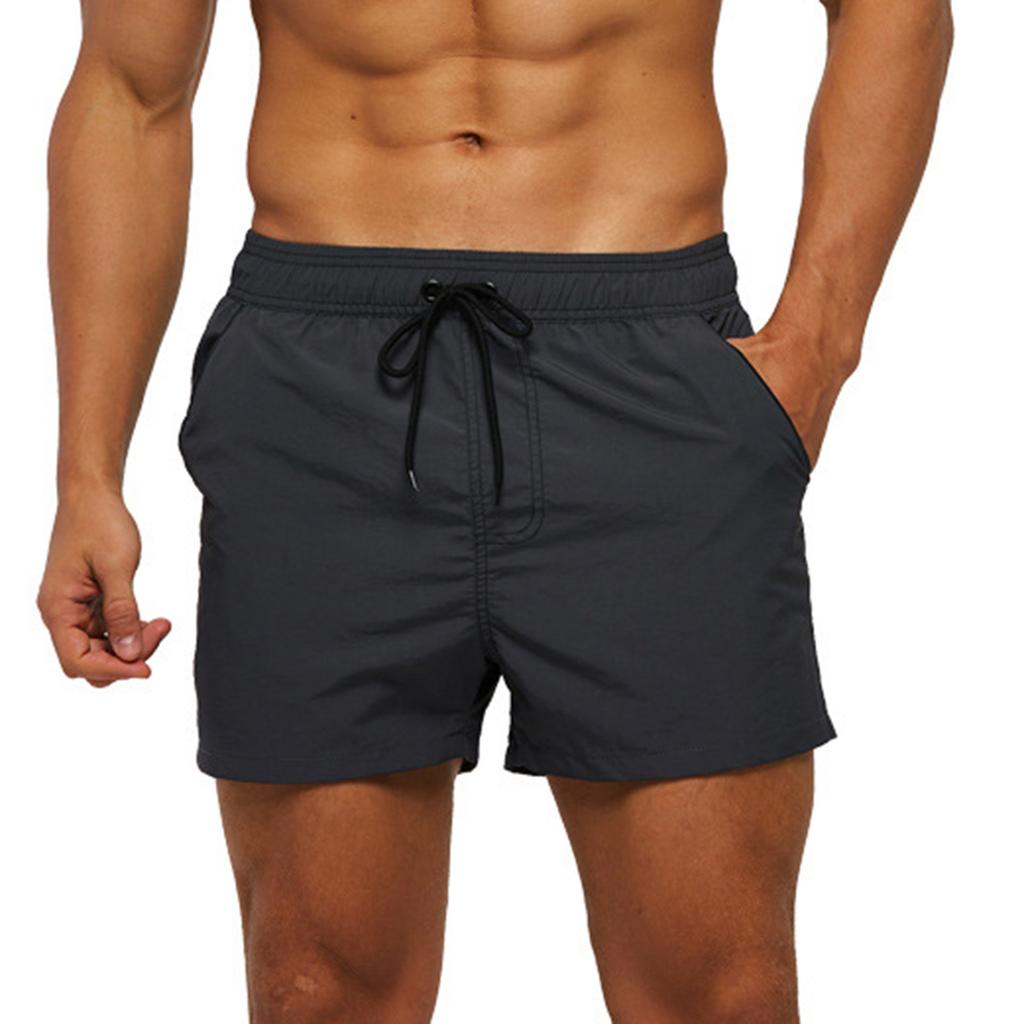 Men's Beachwear, Surfing Pants, Back Pocket Zipper, Solid Color, 3-pants, Quick Drying, Waterproof, Swimming Trunks