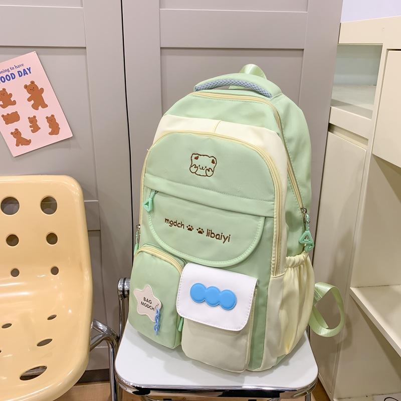 Sac à dos pour femmes Colorblock Sac d'école Grande capacité Sac à dos collège