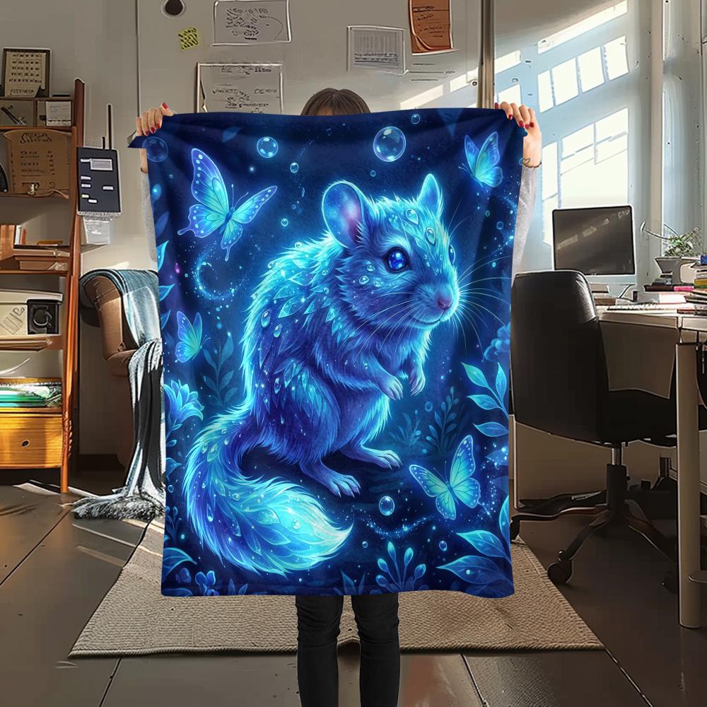 Blue Rose Animal Print Flannel Blanket,High quality Comfortable for All Seasons,Home Decor,Warmth and Comfort,Perfect for Christmas Gifts