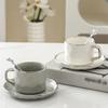 230ml Coffee Cup Saucer Set  with Spoon European Style Gold Rimmed Household Ceramic Mug Afternoon Tea Coffee Milk Cup Saucer